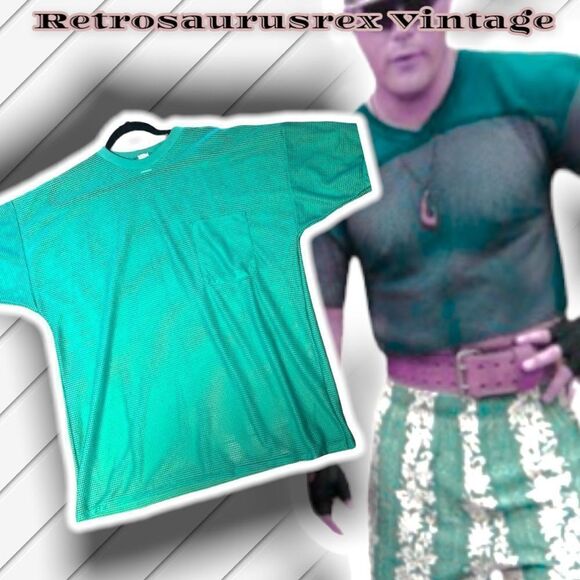 𝅺vintage 1980’s Retro Net Jersey Gym Rat T Shirt, One Size Fits Most - Picture 1 of 5